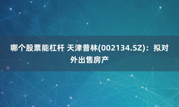 哪个股票能杠杆 天津普林(002134.SZ)：拟对外出售房产